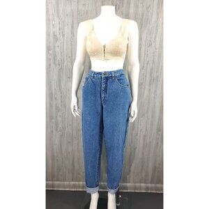 90s Mom Jean High Waisted Liz Wear Blue Relaxed Basic 80s Taper Leg